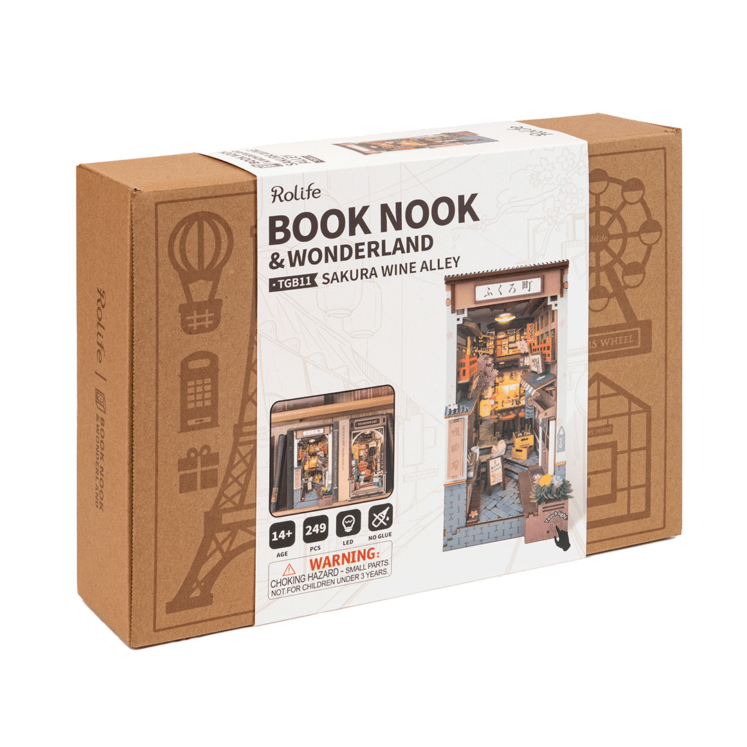 Rolife Build Your Own Sakura Wine Alley Book Nook Shelf Insert Age 14+