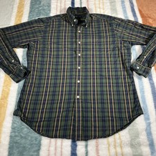 Polo Ralph Lauren Shirt Mens Large Oxford OCBD Vtg Pony Purple Green Fall 889