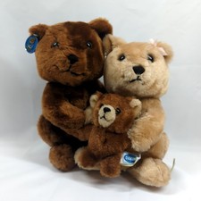 Vintage Daikin Plush Bear Family 1983 Set of 3 Brown  Beige Collectible Teddy