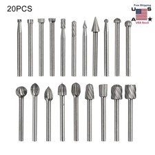 20pc Diamond Burr Bits Drill Set Rotary Multi Tool Accessories Kits For Dremel 