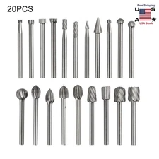 20pc Diamond Burr Bits Drill Set Rotary Multi Tool Accessories Kits For Dremel`