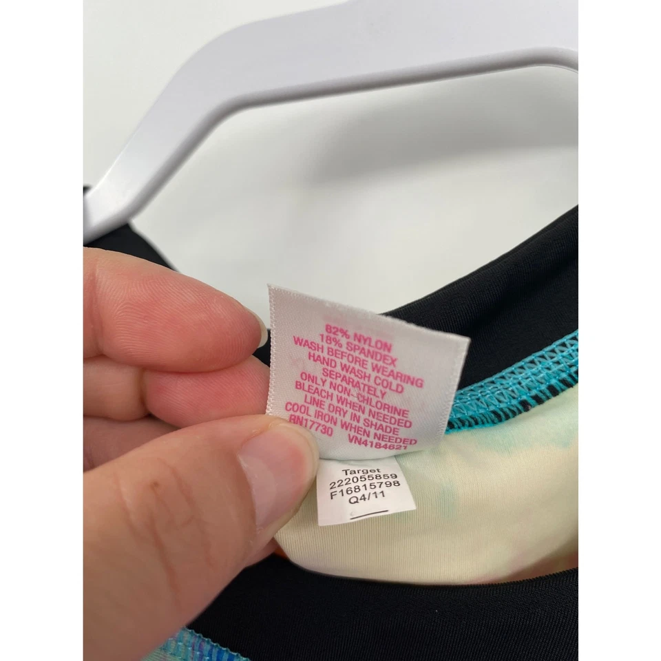 Xhilaration Multicolor Tie Dye Short Sleeve Rash guard Girl's Size XL 14/16 - Image 4 of 4