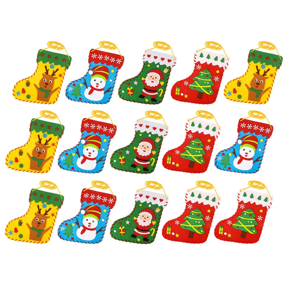 20pcs DIY Weihnachtsstrümpfe Kit Weihnachten Filz DIY Strümpfe Kinder Bildung - Bild 2 von 4