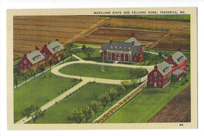 Vintage Maryland State Odd Fellows Home,  Frederick Maryland Postcard - Aerial