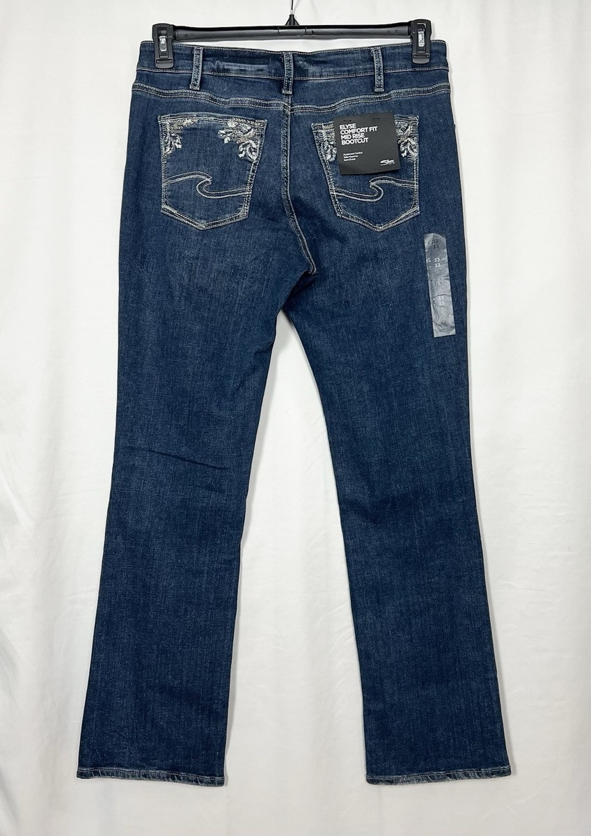 Silver Jeans Women's Elyse Comfort Fit Mid-Rise Slim Bootcut Jeans