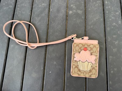 Coach Pink Cupcake Badge ID Lanyard Holder Case