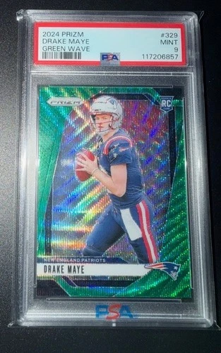 2024 Panini Prizm Drake Maye #329 Green Wave (RC) PSA 9 Rookie Patriots