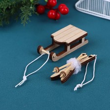 Dollhouse Wooden Sled or Skis with Poles Wooden 1/24 Scale
