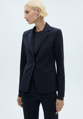 NWT MANGO MNG $90 DARK NAVY FITTED SUIT BLAZER SZ 38 US 6