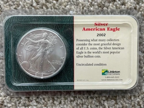 2002 SILVER AMERICAN EAGLE DOLLAR~$1~Uncirculated Sealed~LITTLETON COIN COMPANY