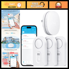 Smart WiFi Water Leak Detector 3-Pack, Remote Alert, 100dB Alarm, Home Basemen