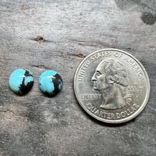 Round Cabochon Pair 6mm Kingman Turquoise