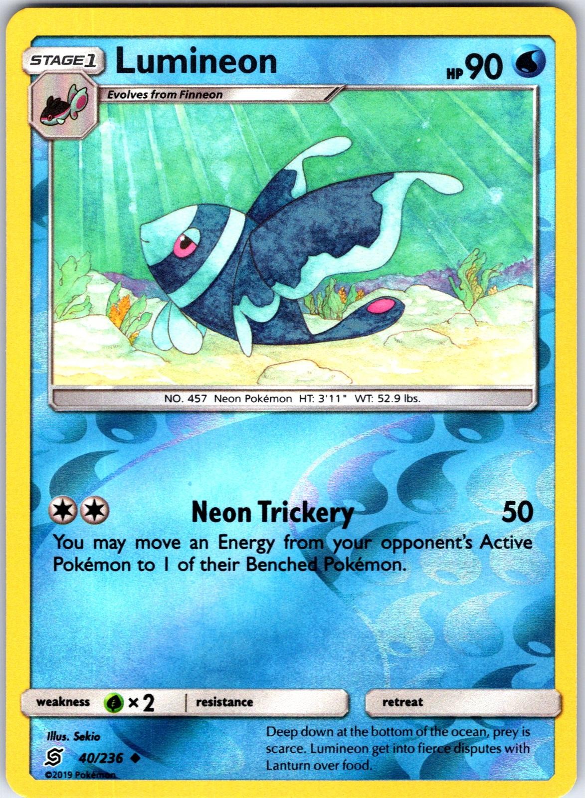 Lumineon 40/236 Uncommon Unified Minds Pokemon Reverse Holo Near Mint