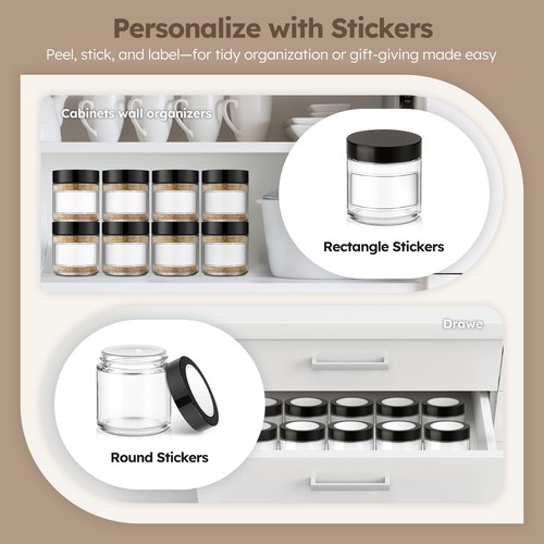 4 oz Glass Jars with Lids, 4 Pack Clear Small 4oz, Clear-Black lids - Picture 4 of 7
