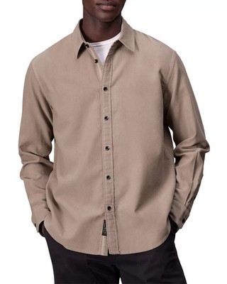 rag & bone Finch Cotton Corduroy Button Up Shirt Men's S Desert Button Closure