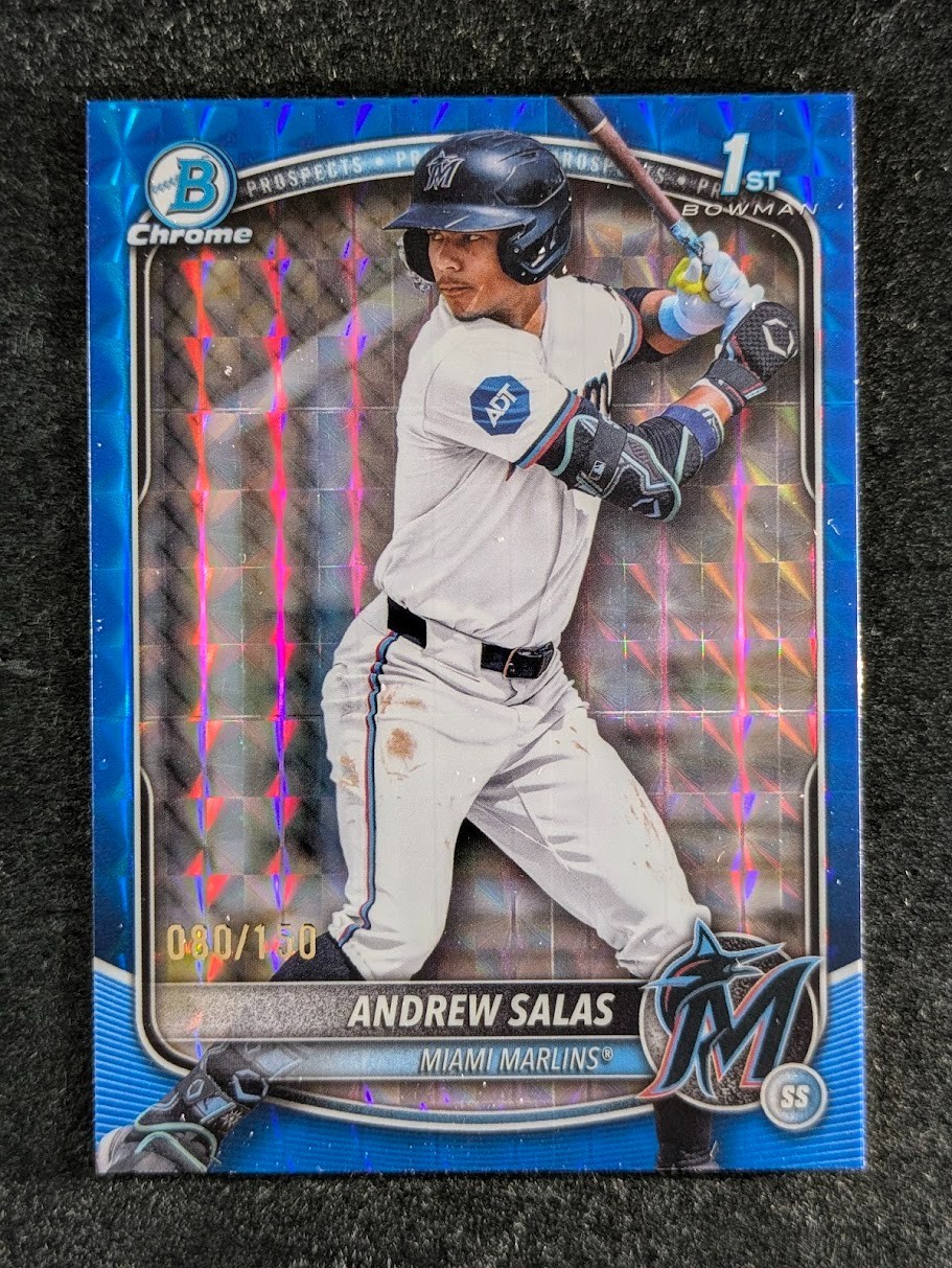 2025 Bowman Chrome ANDREW SALAS 80/150 1st Blue Geometric Refractor Prospect SP