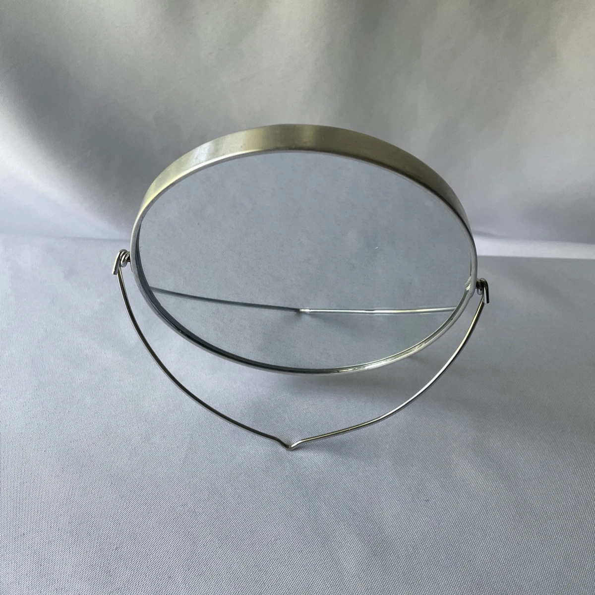 Vintage Vanity Mirror 2 Sided Folding Stand MCM 5” Round Make-up Mirror Travel