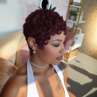 Short Layered Pixie Curly Wigs Human Hair Chic Pixie Cut Human Hair