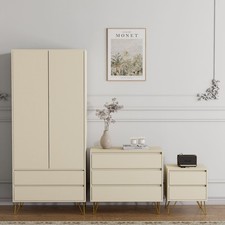 3 Piece Modern Bedroom Furniture Bedside Table Wardrobe Set Chest of Drawers