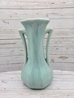 McCoy-Nelson Pottery Vtg Art Deco Double Handle Vase Sea Foam Green 1930s USA