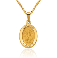 14K Solid Yellow Gold Saint Joseph Necklace