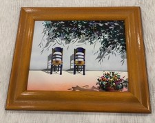 2001 French Artist Michele Danielle Signed "Two Chairs" Original Canvas Painting