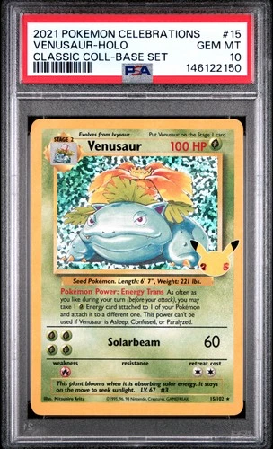 PSA 10 Venusaur Holo 15/102 Celebrations Classic Collection Base Set