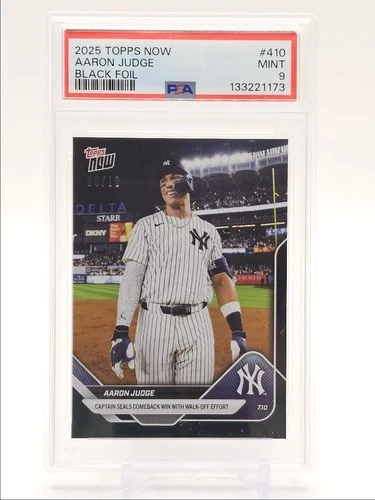 AARON JUDGE 2025 TOPPS NOW BASEBALL BLACK FOIL YANKEES /10 PSA 9 Q4616