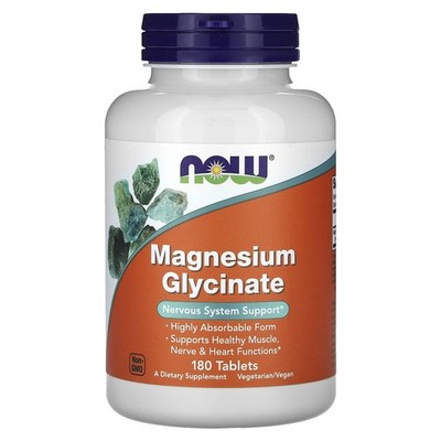 Now Foods, Magnesium Glycinate, 200mg Magnesium, 180 Veg. Tabletten