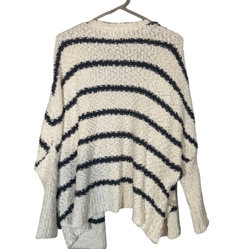 C&C California White & Navy Blue Striped Opened Front Knit Cardigan Women Sz S - Image 2 of 4