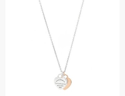 Tiffany & Co. Doppel Herz Anhänger 18k Roségold & Sterling Bitte zurückgeben