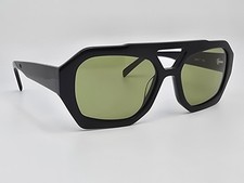 Vehla River VS414 Gloss Black Frame Khaki Lens Aviator Sunglasses 53-17-140