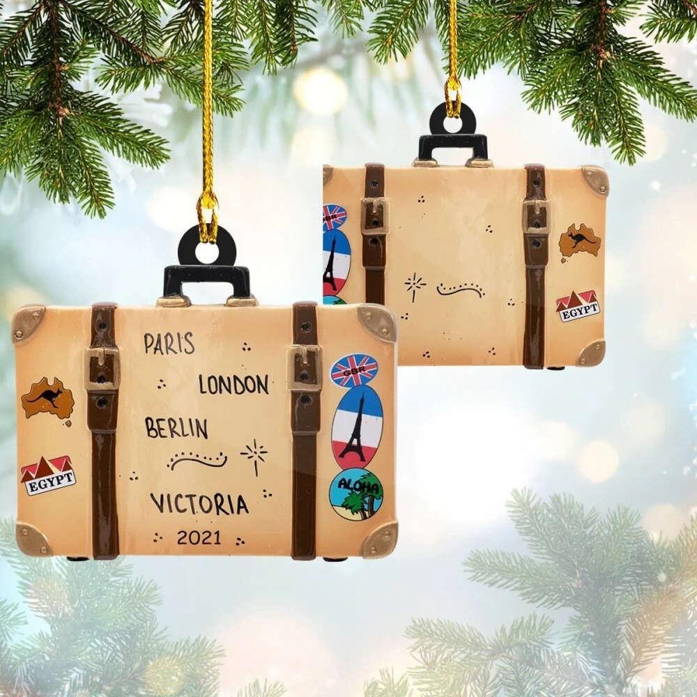 Suitcase Christmas Ornament  Travelling Christmas Ornament  Travel Ornament Gift-image