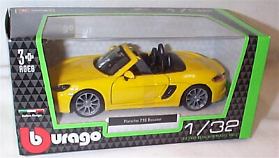 Porsche 718 Boxster in Yellow 1:32 Scale Diecast  burago New in Box