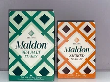 IMPORTED, MALDON SEA SALT FLAKES COMBO, 8.5 oz. REGULAR & 4.4 oz. SMOKED