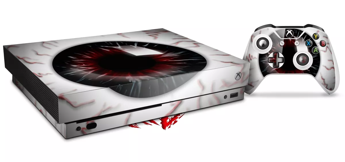 Skin for XBOX One X Console Controller Eyeball Black Red Decal eBay