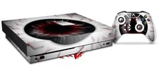 Skin for XBOX One X Console Controller Eyeball Black Red Decal