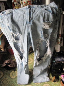 18 Distressed Large Holes 90's Baggy Aeropostale Blue Jean Pants Preowned Cotton