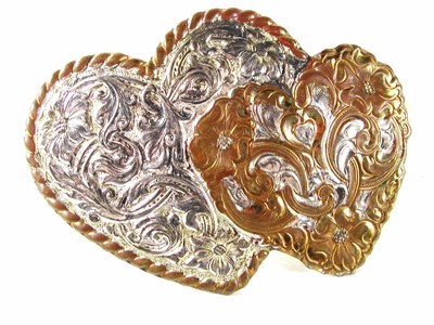 Boucle De Ceinture Western Cowgirl 2 Cœurs Crumrine USA, Occasion