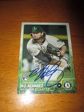 R.J. ALVAREZ RJ A's Signed 2015 Topps Series 2 Baseball Card #689 AUTO Autograph