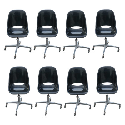 (8) Mid Century Modern Black Acrylic Adjustable Chairs (MR10551)