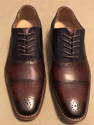 La Milano Weston Shoes Mens 10.5‎ Burgundy Navy Leather Dress Oxford Classic La Milano Mens Weston Burgundy Leather Dress Lace Up Oxford  main image 2