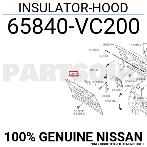 65840VC200 Genuine Nissan INSULATOR-HOOD 65840-VC200 | eBay