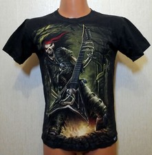 MEN'S SHIRT JERSEY CAMISETA TRIKOT SKELETON ROCK COTTON BLACK SIZE M MEDIUM