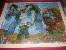 RARE LITHOGRAPHIE THEO TOBIASSE SIGNEE  "NAOMIE LONGUES TRESSES" EO E.A 1970