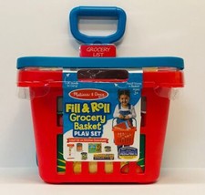 New Melissa  Doug Fill  Roll Grocery Basket Play Set with 11 Pieces Free S H
