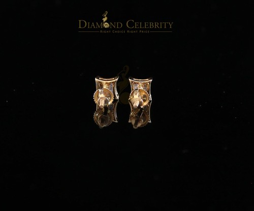 10K Real Yellow Gold with 0.05ct Real Diamond Square Stud Earring for Men/Women - Picture 6 of 12