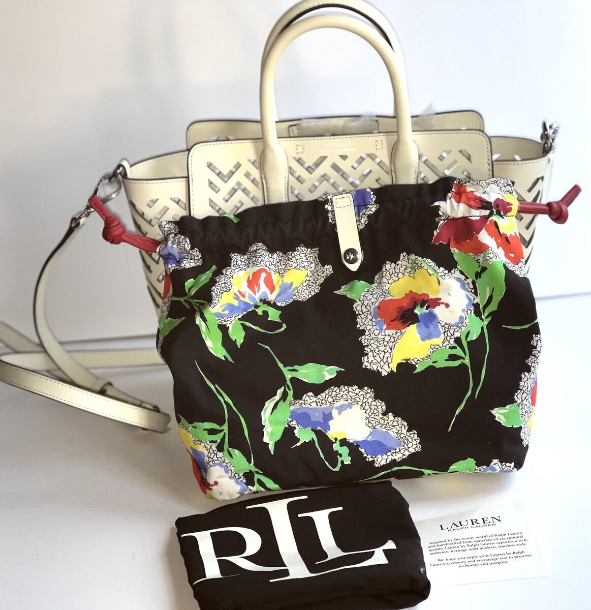 Ralph Lauren Perforated Leather Medium Tyler 24 Tote Bag Ralph Lauren Perforated Leather Medium Tyler 24 Tote Bag