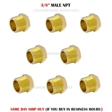 8PC 3/8" male NPT Cored Hex Head Plug Brass Pipe Fitting NPT fuel water air 3/8