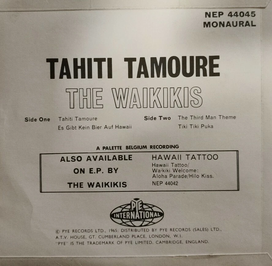 The Waikikis-Tahiti Tamoure Vinyl EP 7" Single.1964 Pye International NEP 44045. Foto 2 de 4